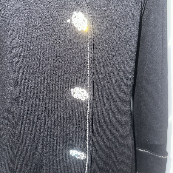 St. John Evening Santana Knit Black Blazer with Swarovski Crystal Accents
